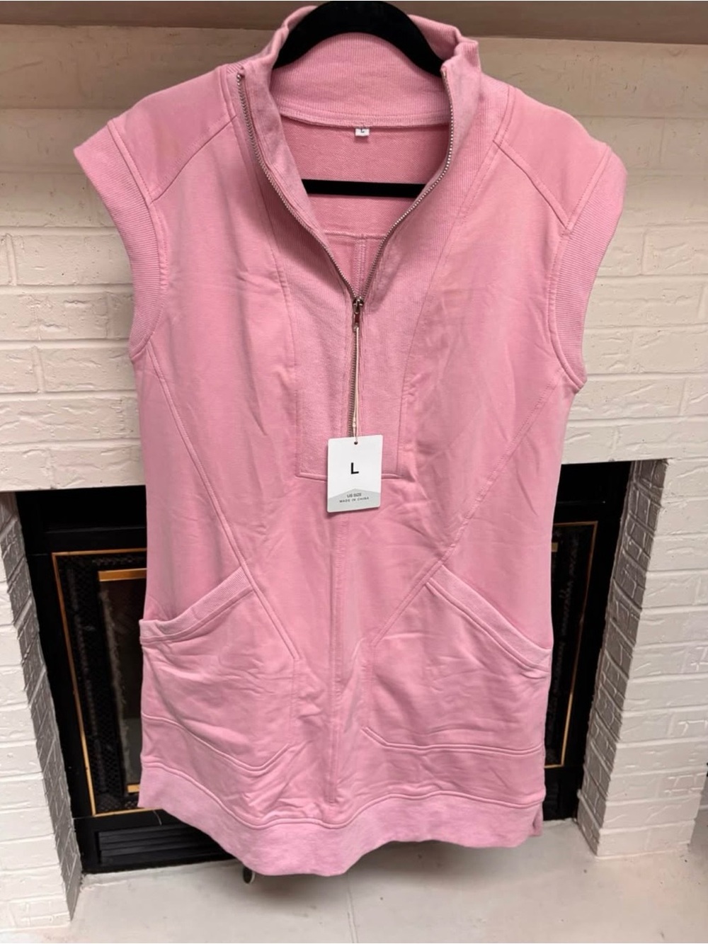 Amazon Pink Sleeveless Zip-Front Mini Dress
